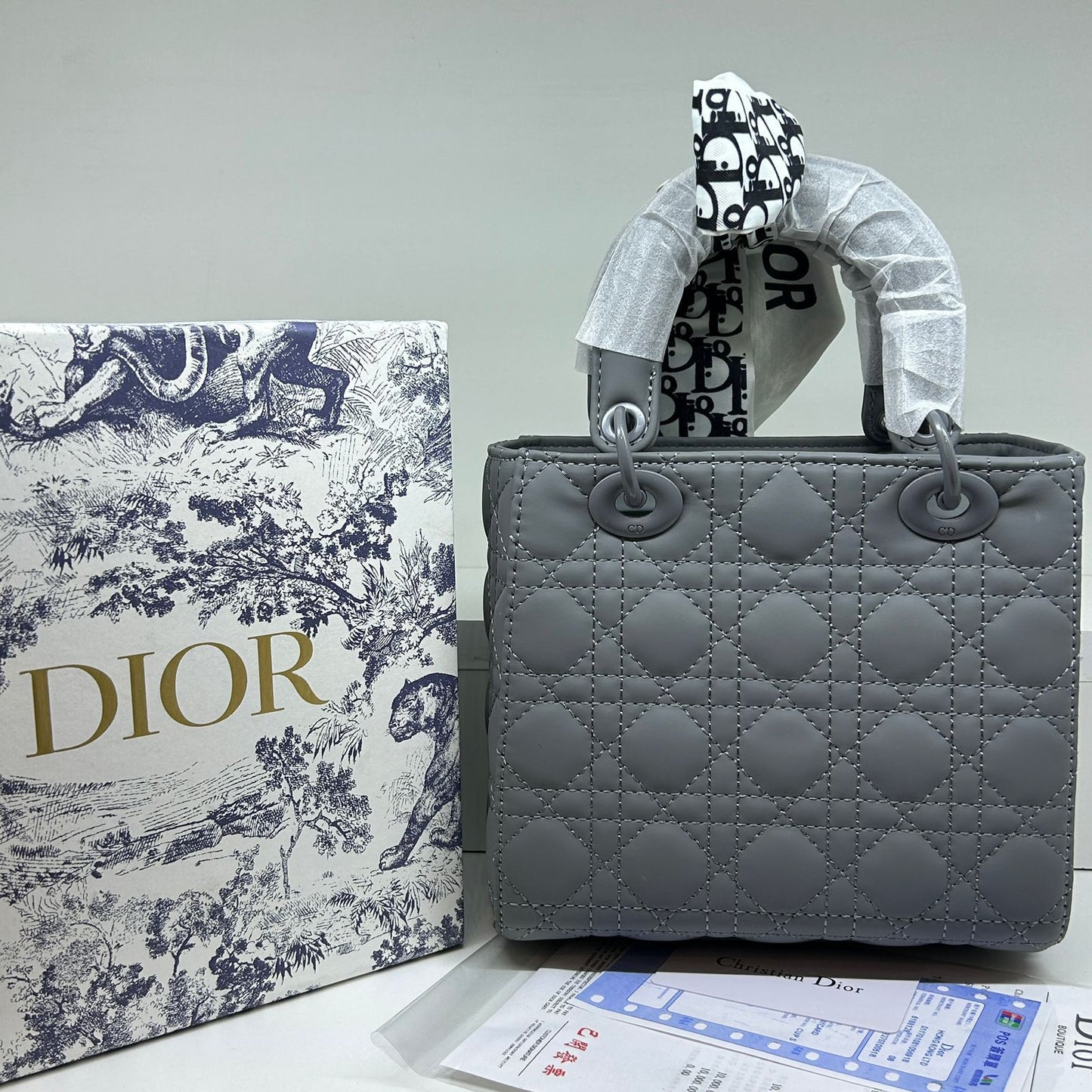 Dior Hand Bag BT OliveGrey 25 cm حقيبة هاند باج ديور اخضر رمادي