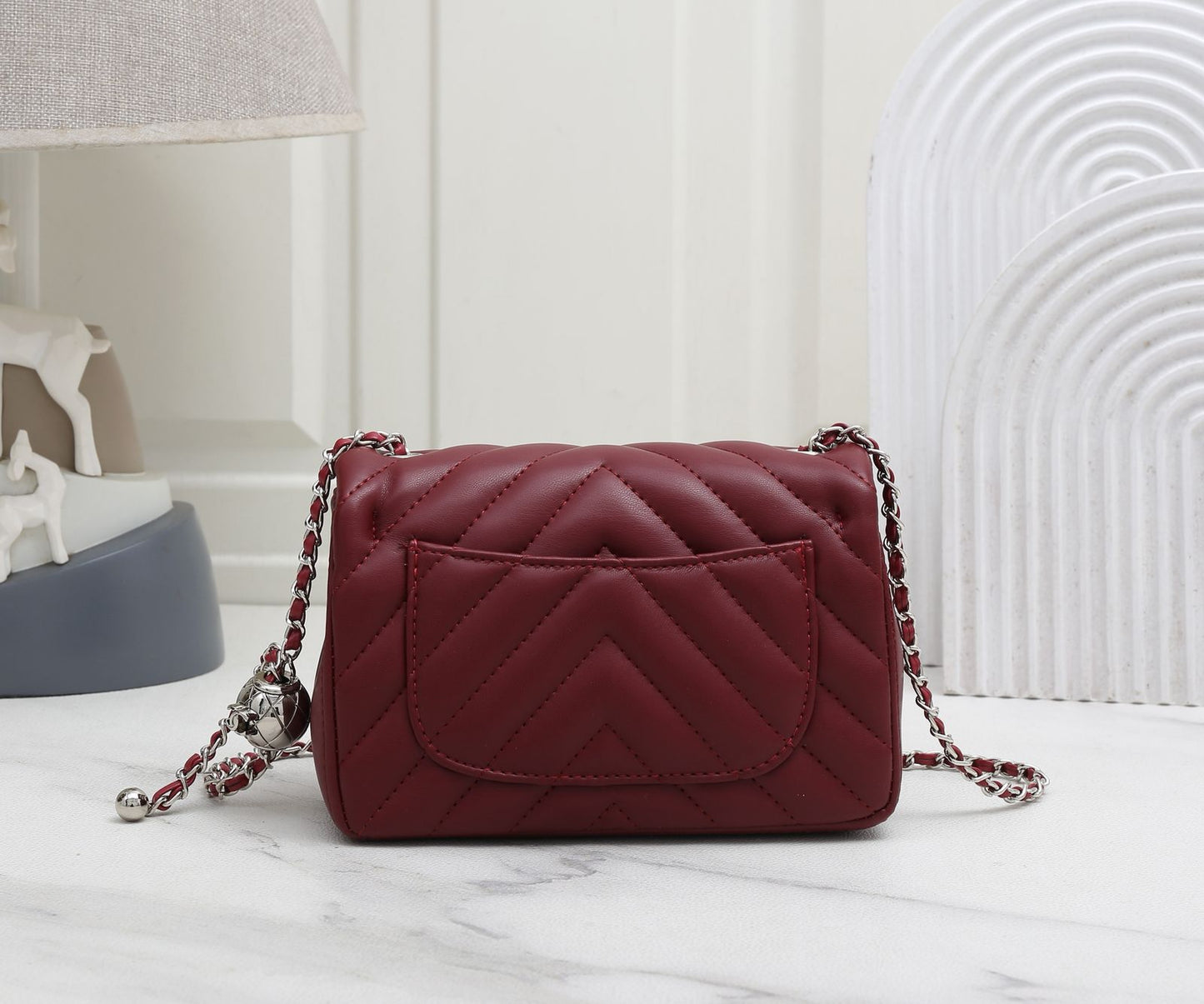 Chanel Hand Bag Mini Square Classic Maroon 19.5cm حقيبة هاند باج ميني سكوير كلاسيك كستنائي